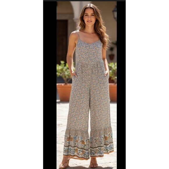 Natural Life Pants - Natural Life Zoe Jumpsuit Wide Leg Size Small tiny flower print Adjustable